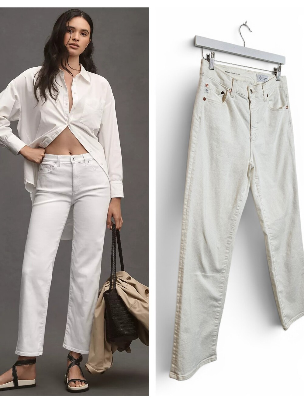AG Jeans Sz 28 Brinley Mid Rise Straight Crop Ankle Stretch Denim Gallery White